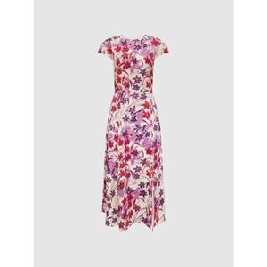 Reiss Livia Floral Printed Cut Out Back Midi Dress size 2